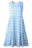 Fashion Street Plaid Patchwork O Neck Princess Dresses(3 Colors)