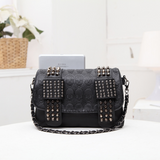 Fashion Street Solid Skull Rivets Chains Zipper Bags