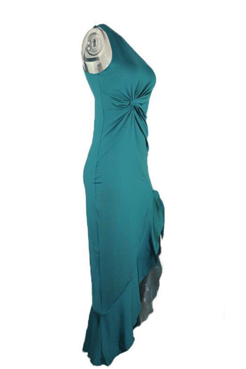 Elegant Solid Flounce Slit One Shoulder Evening Dress Dresses(8 Colors ...