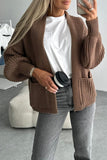 Elegant Solid Pocket V Neck Outerwear