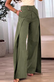 Casual Solid Patchwork Regular High Waist Conventional Solid Color Bottoms