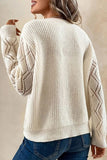 Casual Simplicity Solid Lace V Neck Sweaters