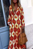 Casual Vintage Geometric Printing V Neck Printed Dress Dresses(4 Colors)