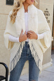 Elegant Solid Tassel Turndown Collar Outerwear