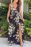 Sexy Vacation Floral Slit V Neck Printed Dress Dresses