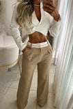 Celebrities Elegant Solid Pocket V Neck Long Sleeve Two Pieces