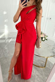 Celebrities Elegant Solid Fold Oblique Collar Evening Dress Dresses(5 Colors)