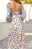 Sweet Elegant Print Polka Dot Contrast V Neck Printed Dress Dresses