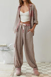 Casual Living Patchwork Basic Turndown Collar Long Sleeve Two Pieces