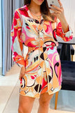 Casual Print Patchwork Shirt Collar Long Sleeve Two Pieces