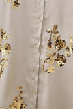 Casual Flowers Sequins Patchwork Turndown Collar Long Sleeve Two Pieces