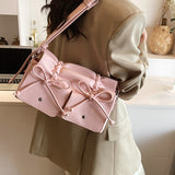 Sweet Daily Solid Fold With Bow Bags(4 Colors)