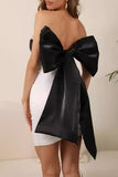 Sexy Solid With Bow Contrast Strapless Wrapped Skirt Dresses