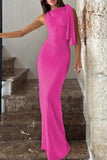 Celebrities Elegant Solid Frenulum Oblique Collar One Step Skirt Dresses(5 Colors)