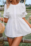 Casual Simplicity Solid O Neck Blouses