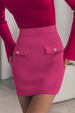 Celebrities Solid Color Buttons Regular High Waist Solid Color Bottoms