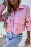 Casual Daily Solid Color Buttons Patchwork Shirt Collar Tops(3 Colors)