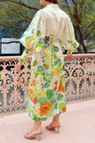 Casual Floral Print Buckle Mandarin Collar Shirt Dresses