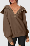 Casual Street Zipper Turndown Collar Hoodies(6 Colors)