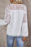 Casual Lace Fringed Trim Hollow Out V Neck Tops(4 Colors)