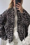 Casual Daily Leopard Print Contrast O Neck Outerwear