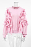 Casual Daily Ruffle O Neck Hoodies