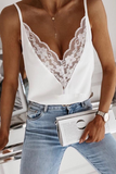 Sexy Solid Color Lace V Neck Tops(4 Colors)