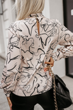 Street Elegant Geometric Print Buttons Half A Turtleneck Tops