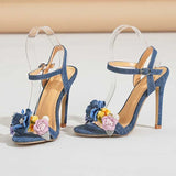 Casual Daily Patchwork Flowers Pointed Shoes (Heel Height 4.53in)