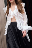 Elegant See-Through Ruffle Lotus Leaf Collar Blouses