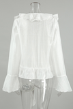 Elegant See-Through Ruffle Lotus Leaf Collar Blouses