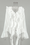 Elegant See-Through Ruffle Lotus Leaf Collar Blouses