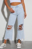 Casual Ripped Distressed High Waist Loose Denim Jeans