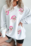 Casual Santa Claus Sequins O Neck Sweats