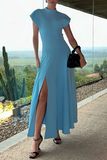 Elegant Pocket Slit Zipper Half A Turtleneck Long Dresses