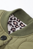 Casual Buttons Leopard O Neck Outerwear