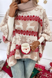 Casual Party Wapiti Snowflakes Weave Contrast Turtleneck Sweaters