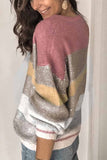 Florcoo Loose Round Neck Multicolor Knit Sweater