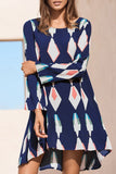 Florcoo New Geometric Print  Autumn Dress