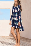 Florcoo New Geometric Print  Autumn Dress