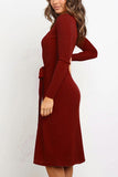 Florcoo Lace-up Solid Autumn Dress