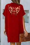 Fashion Casual Solid Hollowed Out V Neck A Line Dresses