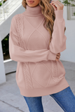 Casual Solid Split Joint Turtleneck Tops