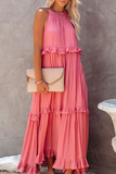 Street Solid Flounce Spaghetti Strap Cake Skirt Dresses