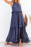 Street Solid Flounce Spaghetti Strap Cake Skirt Dresses