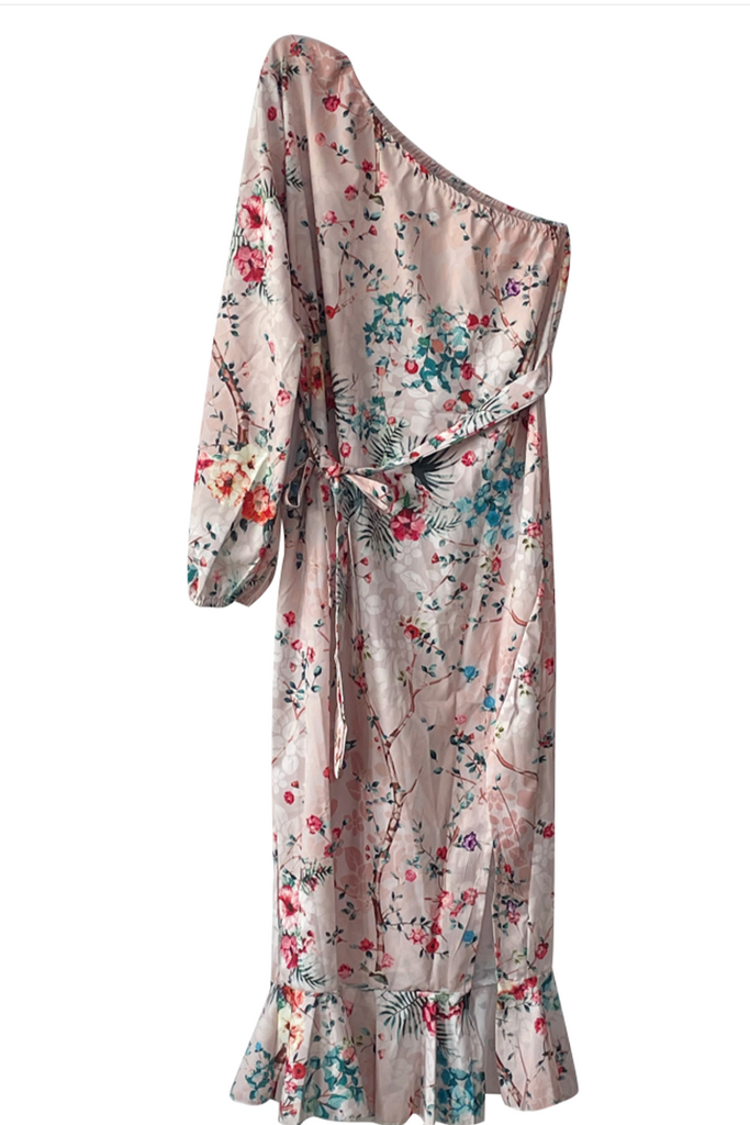 Casual Print Patchwork One Shoulder Irregular Dress Dresses – Florcoo