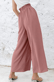 Casual Solid Patchwork Loose High Waist Wide Leg Solid Color Bottoms(10 colors)