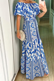 Fashion Elegant Print Printing Off the Shoulder Off The Shoulder Dresses