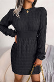 Fashion Casual Solid Patchwork O Neck Long Sleeve Dresses(3 Colors)