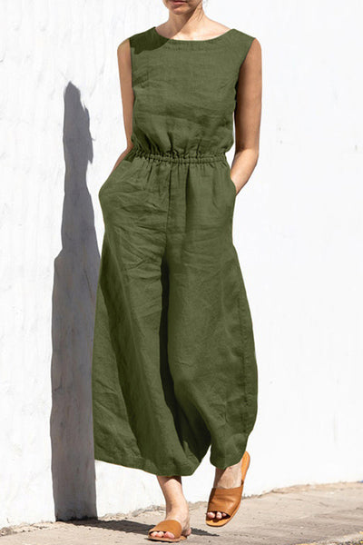 Casual Simplicity Solid Solid Color O Neck Loose Jumpsuits(4 Colors ...